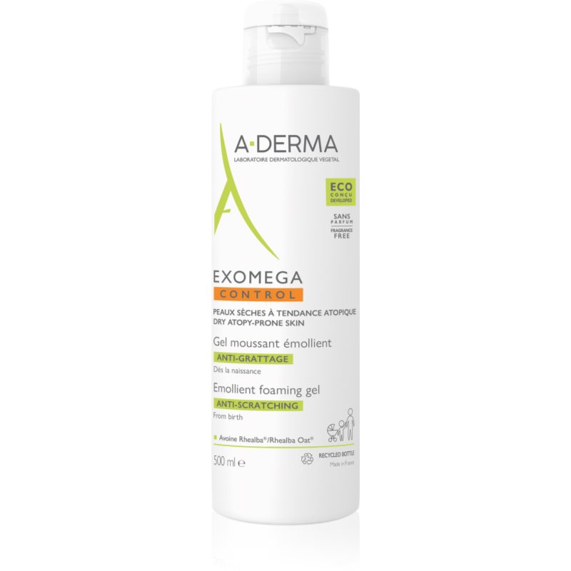 A-Derma Exomega Control Emollient Foaming gel emollient foaming gel for dry to atopic skin 500 ml
