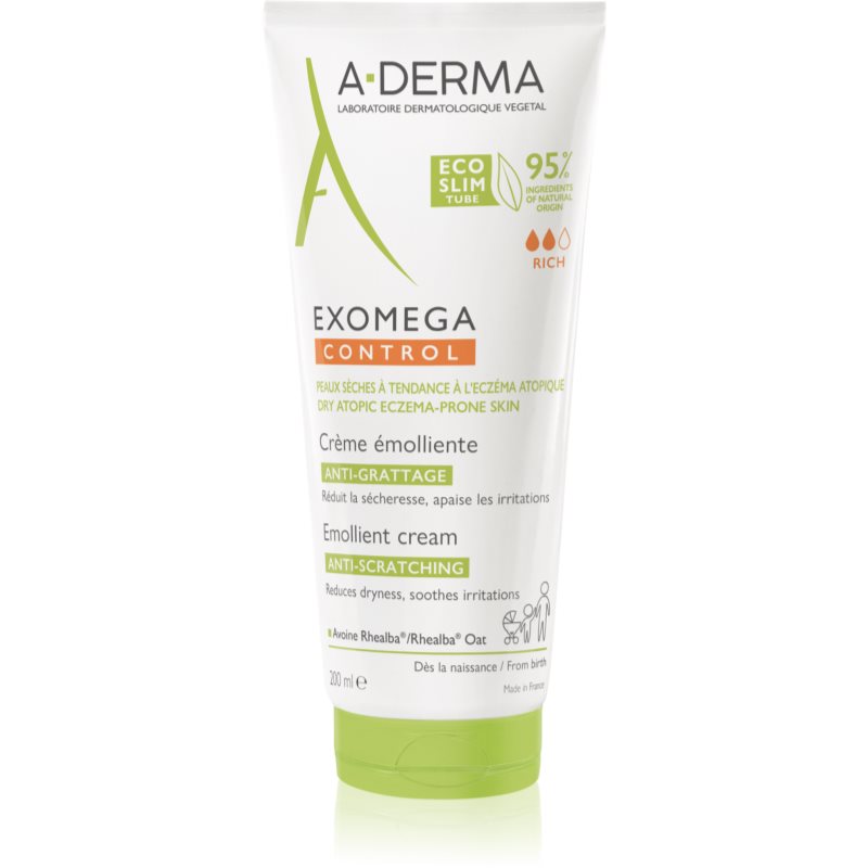 A-Derma Exomega Control зволожуючий крем для дуже сухої та чутливої, атопічної шкіри 200 мл