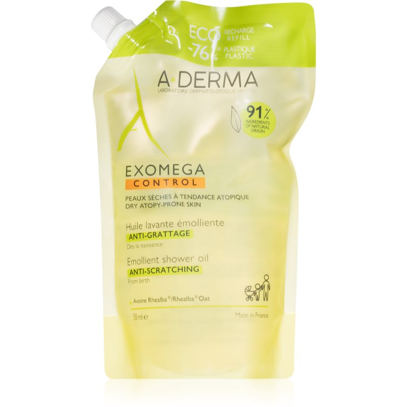 A-Derma Exomega Control зволожувальна олійка для душу для дуже сухої та чутливої, атопічної шкіри 500 мл