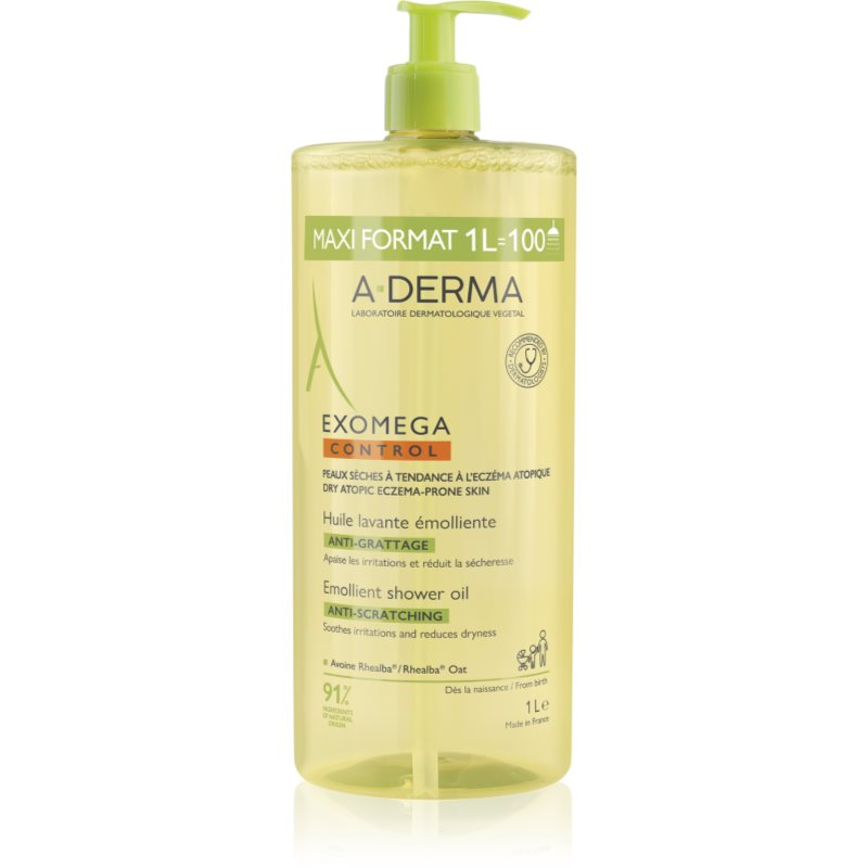 A-Derma Exomega Control Emollient Shower Oil zvláčňující sprchový olej pro suchou až atopickou pokožku 1000 ml