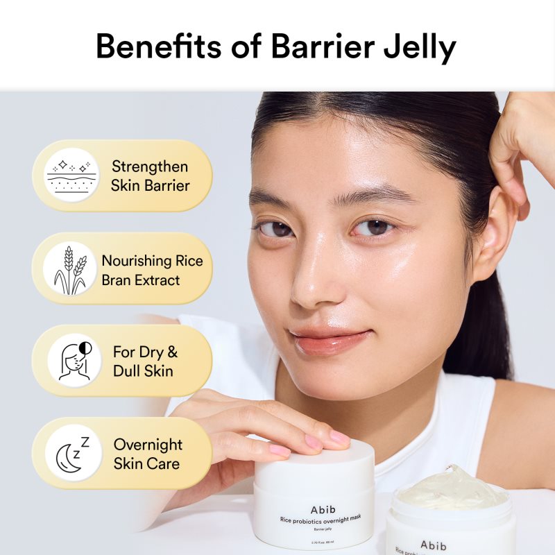 Abib Rice Probiotics Overnight Mask Barrier Jelly noční pleťová maska pro intenzivní hydrataci 80 ml (obrázek 7)