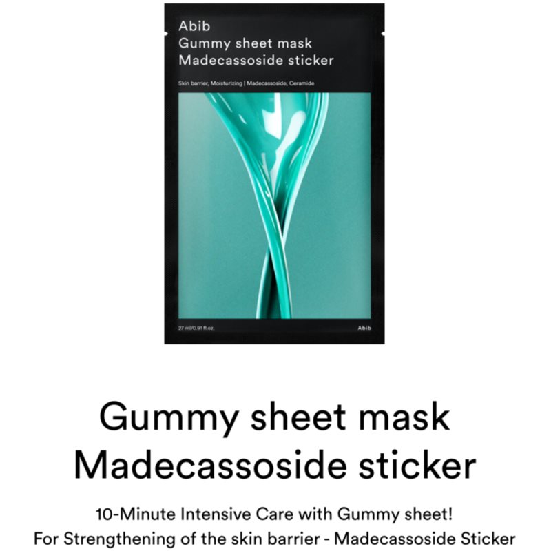 Abib Gummy Sheet Mask Madecassoside Sticker Beruhigende Tuchmaske zur Kräftigung der Hautbarriere 27 ml (Bild 5)