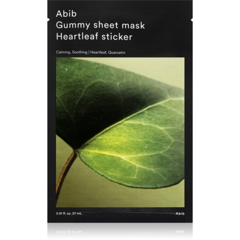 Abib Gummy Sheet Mask Heartleaf Sticker zklidňující plátýnková maska pro citlivou a problematickou pokožku 27 ml