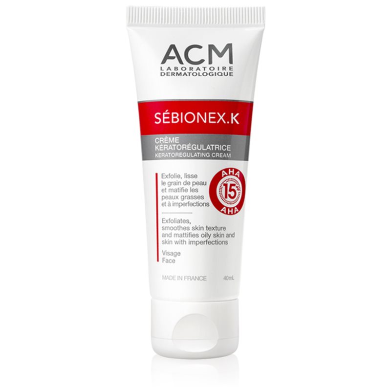 ACM Sébionex K schützende matte Creme für fettige Haut mit Schönheitsfehlern mit AHA 40 ml