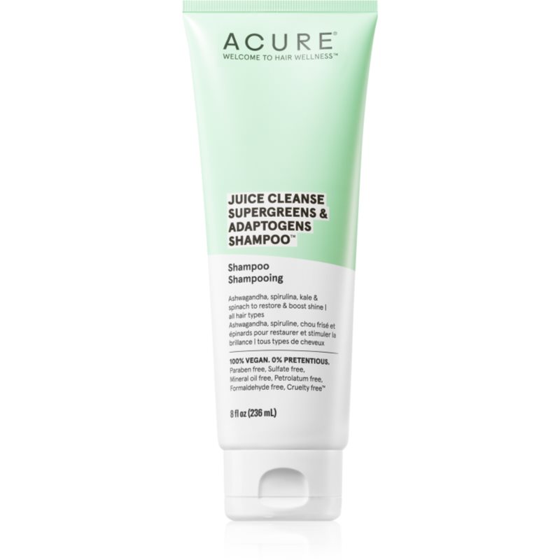 ACURE Juice Cleanse Supergreens & Adaptogens energizujúci šampón pre namáhané vlasy a vlasovú pokožku 236 ml