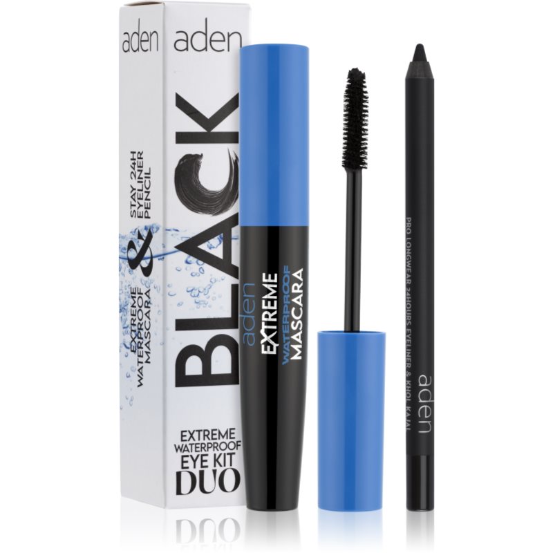 Aden Cosmetics Extreme Waterproof Eye Kit Duo Set für die Augen Farbton Black