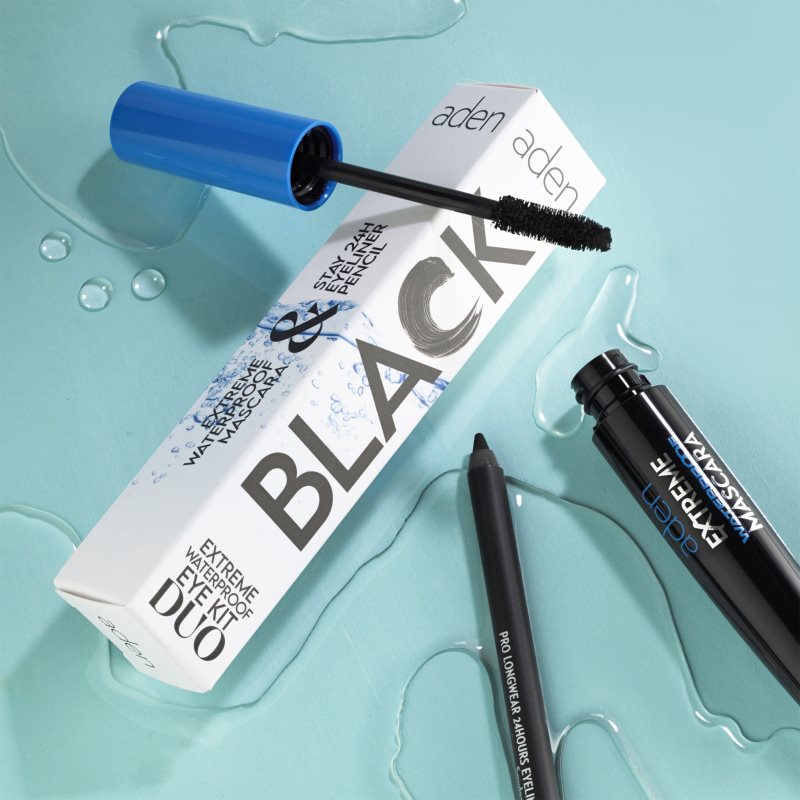 Aden Cosmetics Extreme Waterproof Eye Kit Duo Set für die Augen Farbton Black