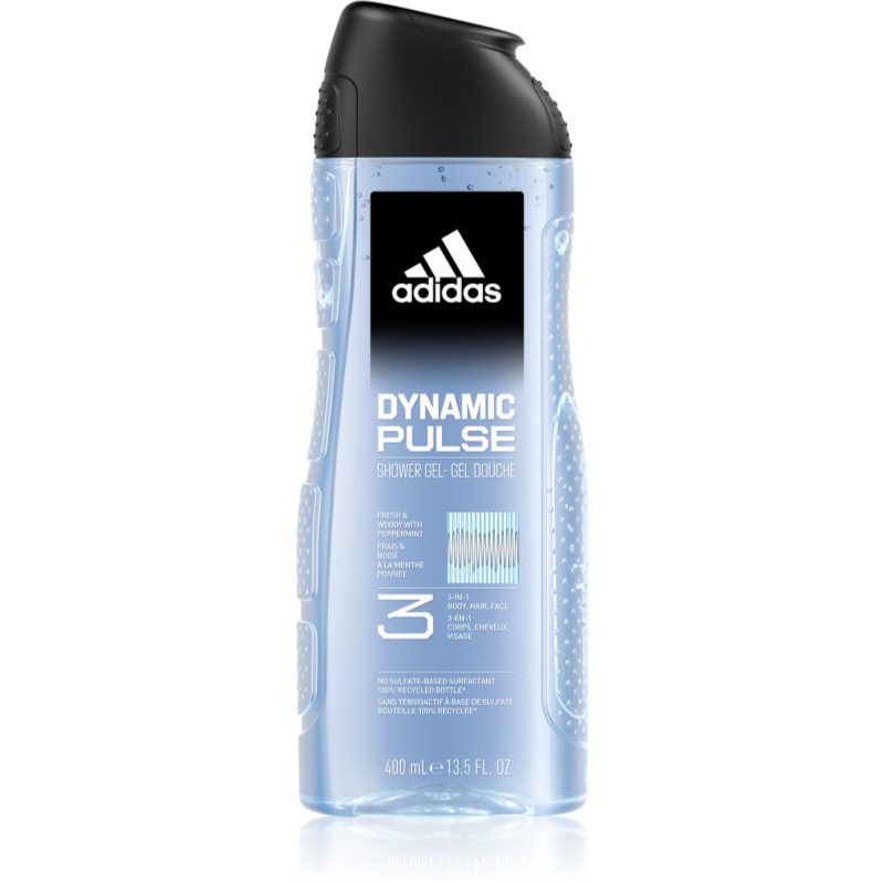 Adidas Dynamic Pulse tusfürdő gél arcra, testre és hajra 3 az 1-ben 400 ml