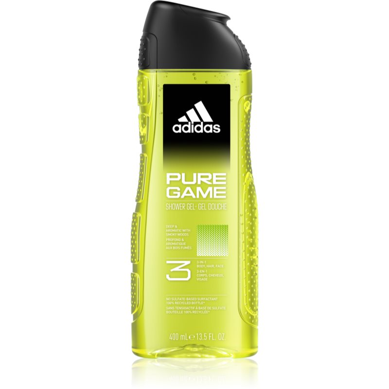 Adidas Pure Game tusfürdő gél arcra, testre és hajra 3 az 1-ben uraknak 400 ml