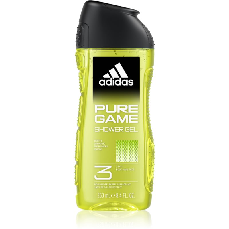 Adidas Pure Game tusfürdő gél arcra, testre és hajra 3 az 1-ben uraknak 250 ml
