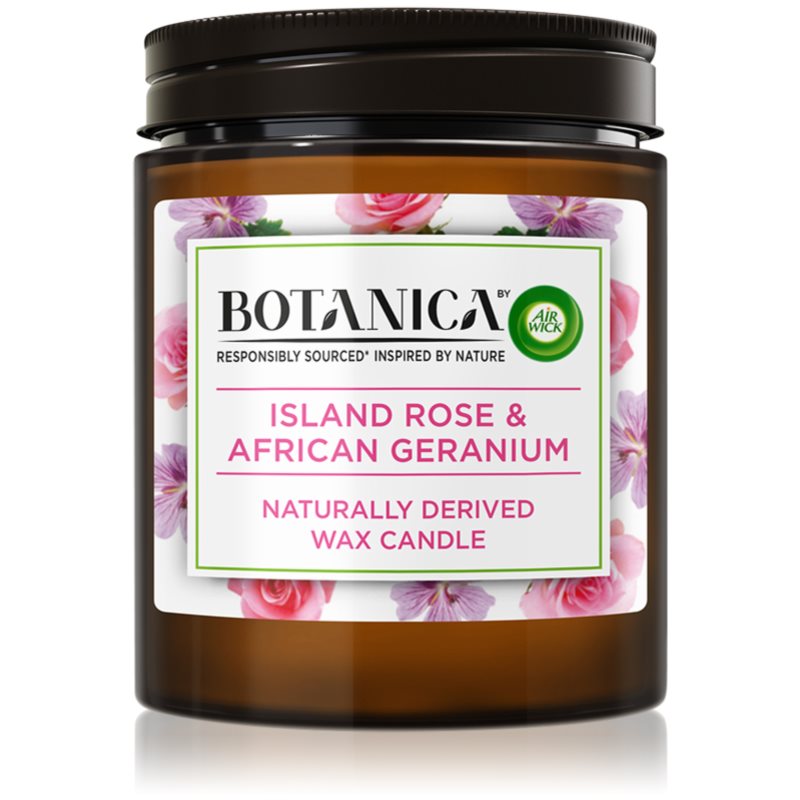 Air Wick Botanica Island Rose & African Geranium kvapioji žvakė rožių kvapo 205 g