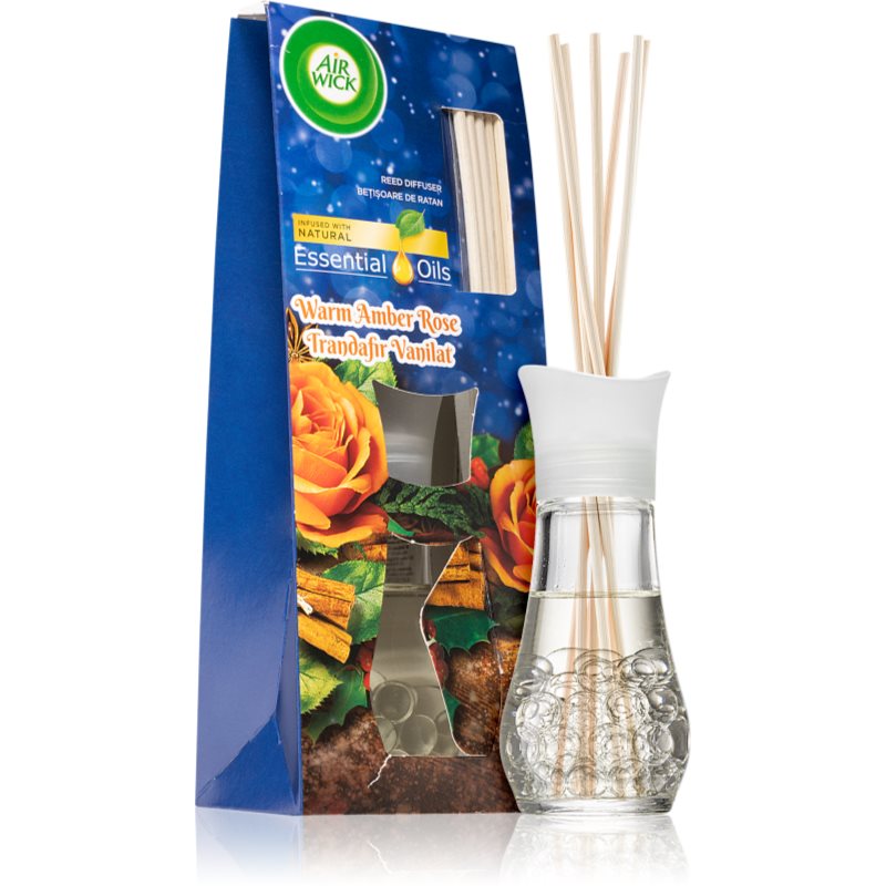 Air Wick Essential Oils Warm Amber Rose Aroma diffúzor töltettel rózsa illattal 30 ml
