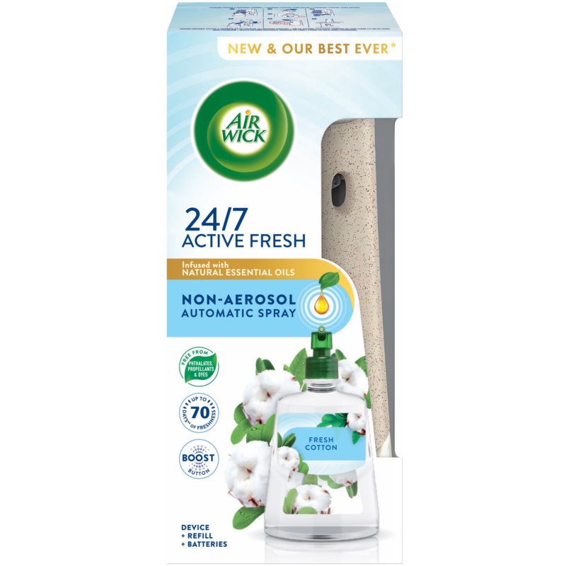Air Wick Active Fresh Fresh Cotton Automatic Air Freshener And Refill 228 Ml