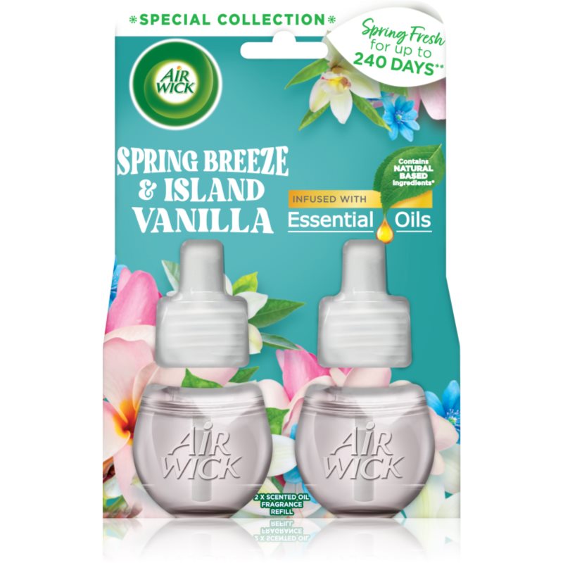 Air Wick Spring Fresh Breeze & Island Vanilla diffuseur électrique de parfum d'ambiance recharge 2x19 ml unisex