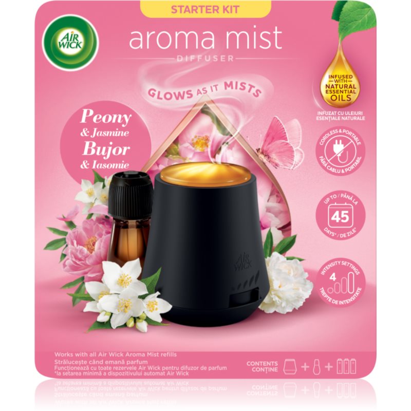 Air Wick Air Wick Aroma Mist Peony & Jasmine αρωματικός διαχύτης επαναπλήρωσης + μπαταρία 1 τμχ