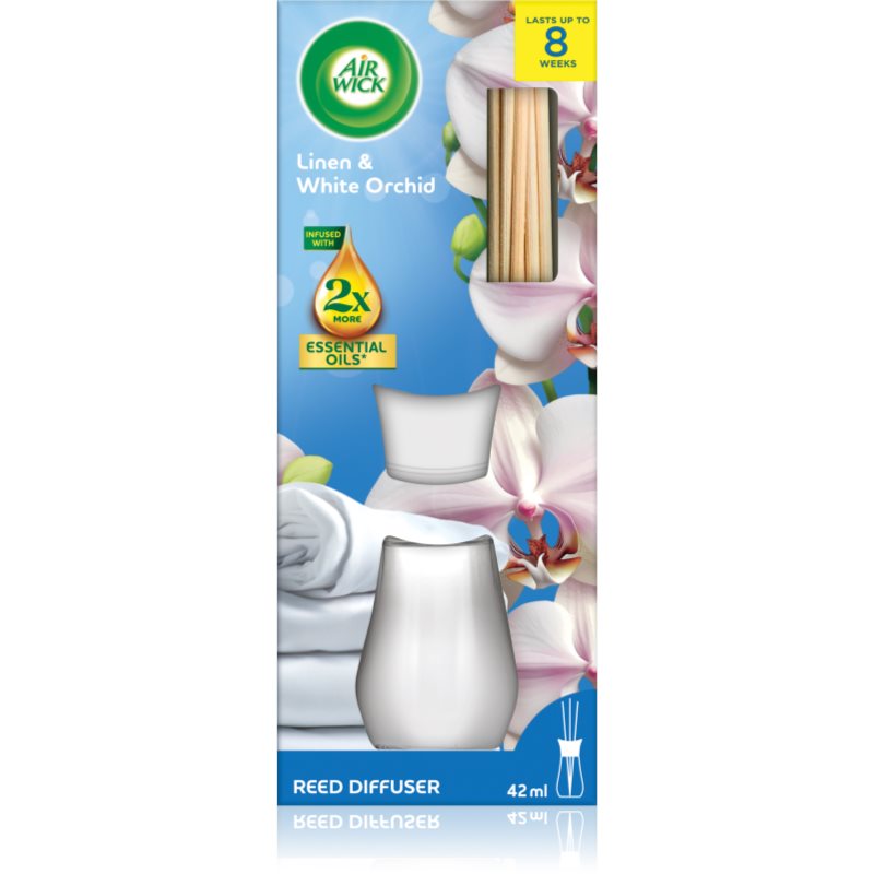Air Wick Essential Oils Linen&White Orchid smaržvielu difuzors ar rezervi 42 ml