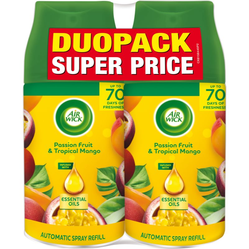Air Wick Freshmatic Passion Fruit & Tropical Mango Lufterfrischer Ersatzfüllung mit Duft DUO 2x250 ml