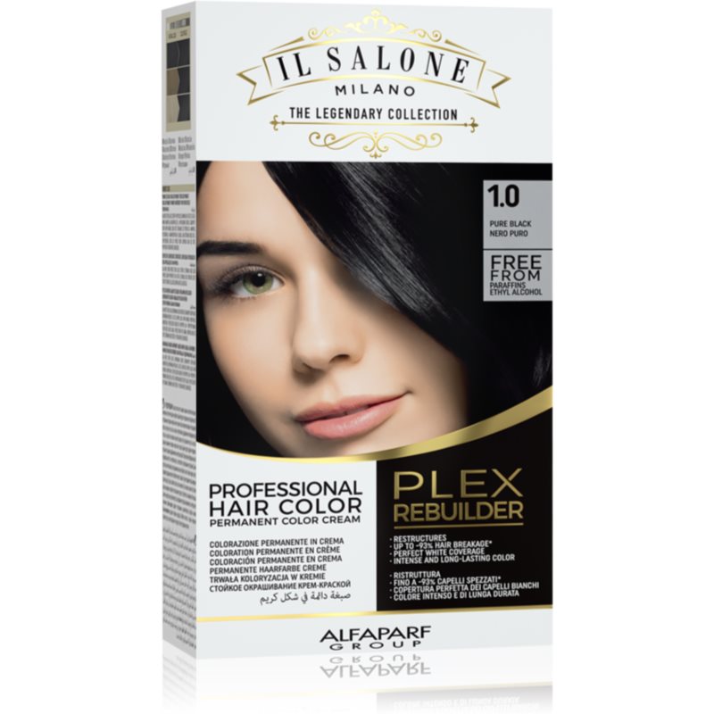 Alfaparf Milano Il Salone Milano Plex Rebuilder Permanent Hair Dye Shade 1,0 - Pure Black 1 Pc