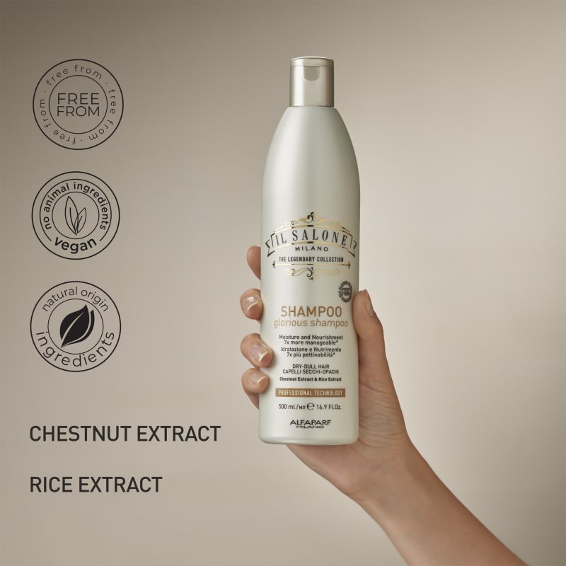 Alfaparf Milano Il Salone Milano Glorious Shampoing Nourrissant Pour Cheveux Abîmés 500 Ml