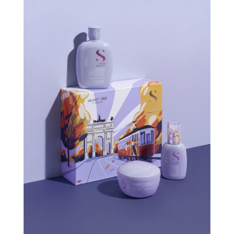 Alfaparf Milano Semi di Lino Smooth Holiday Kit dárková sada pro nepoddajné a krepatějící se vlasy 3 ks (obrázek 3)