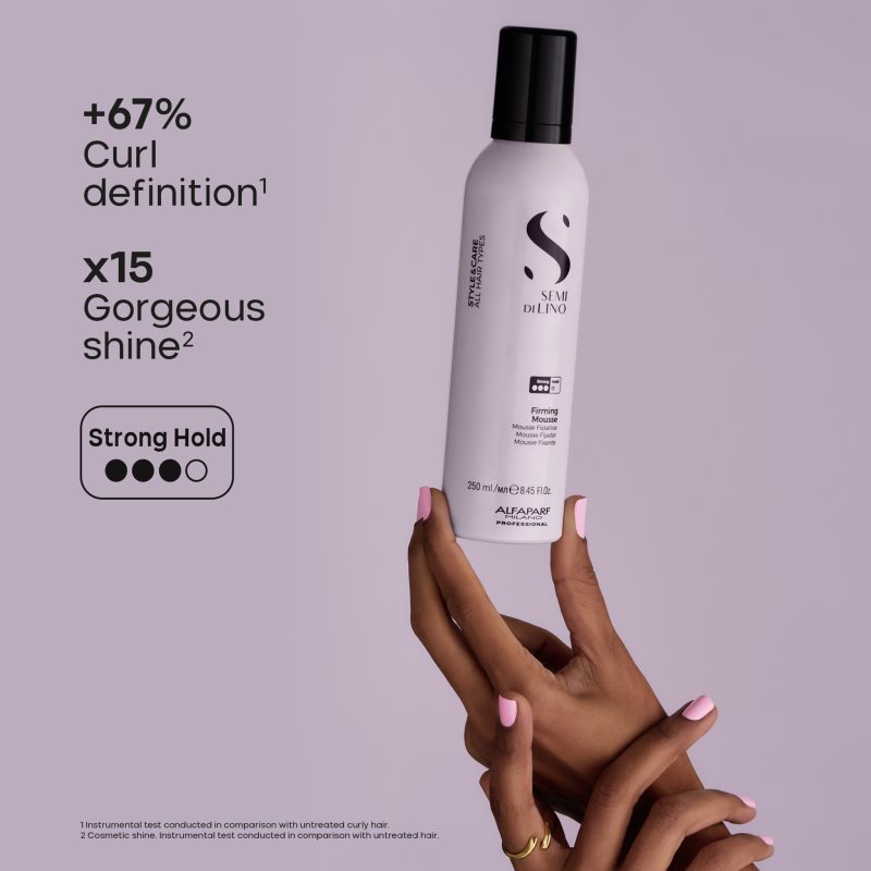 Alfaparf Milano Semi di Lino Style&Care Firming mousse silně fixační pěna na vlasy 250 ml (obrázek 3)