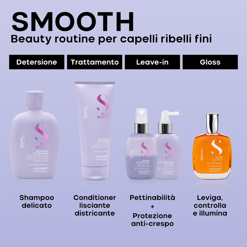 Alfaparf Milano Semi di Lino Smooth Biphasic Smoothing Mist Zwei-Phasen-Pflege für das Haar 125 ml (Bild 8)