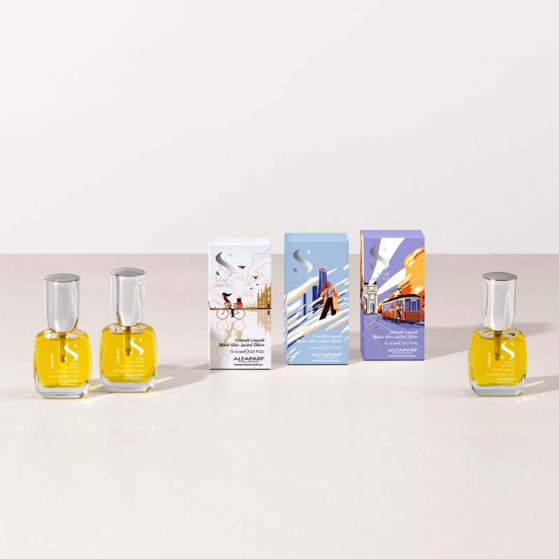 Alfaparf Milano Semi di Lino Sublime Cristalli hydratisierendes Öl für glänzendes und geschmeidiges Haar White Box 15 ml (Bild 5)