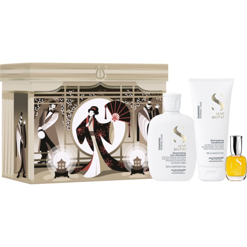 Alfaparf Milano Semi di Lino Diamond Holiday Kit gift set for shiny and soft hair