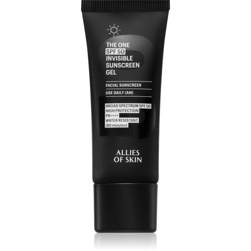 Allies of Skin Allies of Skin Deluxe The One SPF 50 Invisible Sunscreen Gel αντηλιακή κρέμα προσώπου πολύ μεγάλη προστασία απο τον ήλιο SPF 50 20 ml