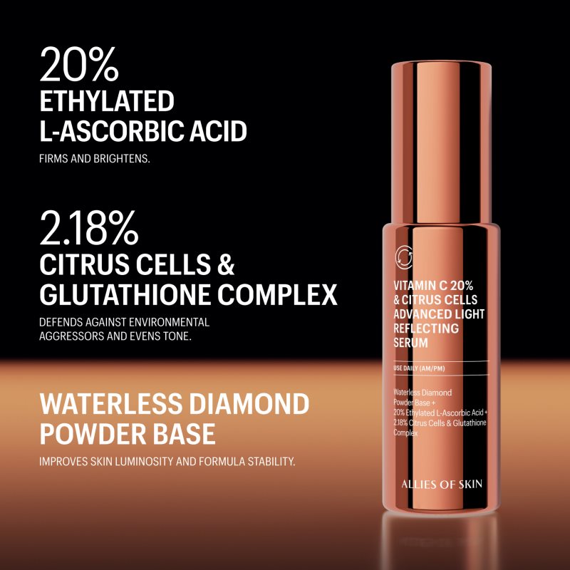Allies of Skin Vitamin C 20% & Citrus Cells Advanced Firm & Glow Serum rozjasňující pleťové sérum s vitaminem C 30 ml (obrázek 3)