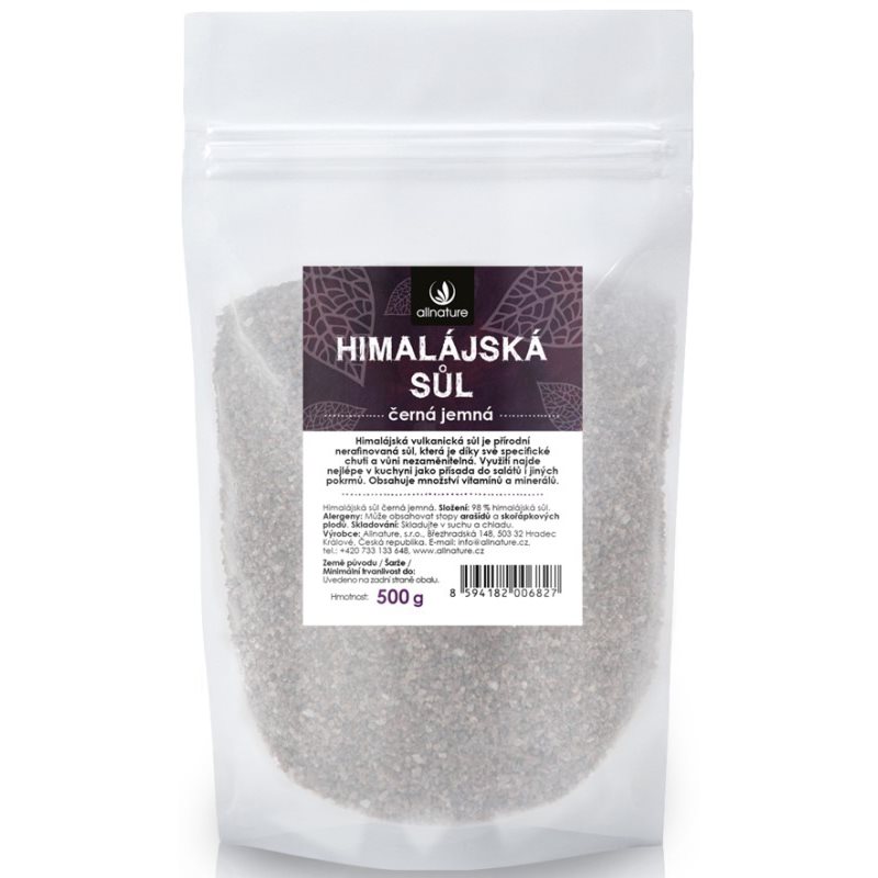 Allnature Himalájská soľ čierna kuchynská soľ 500 g