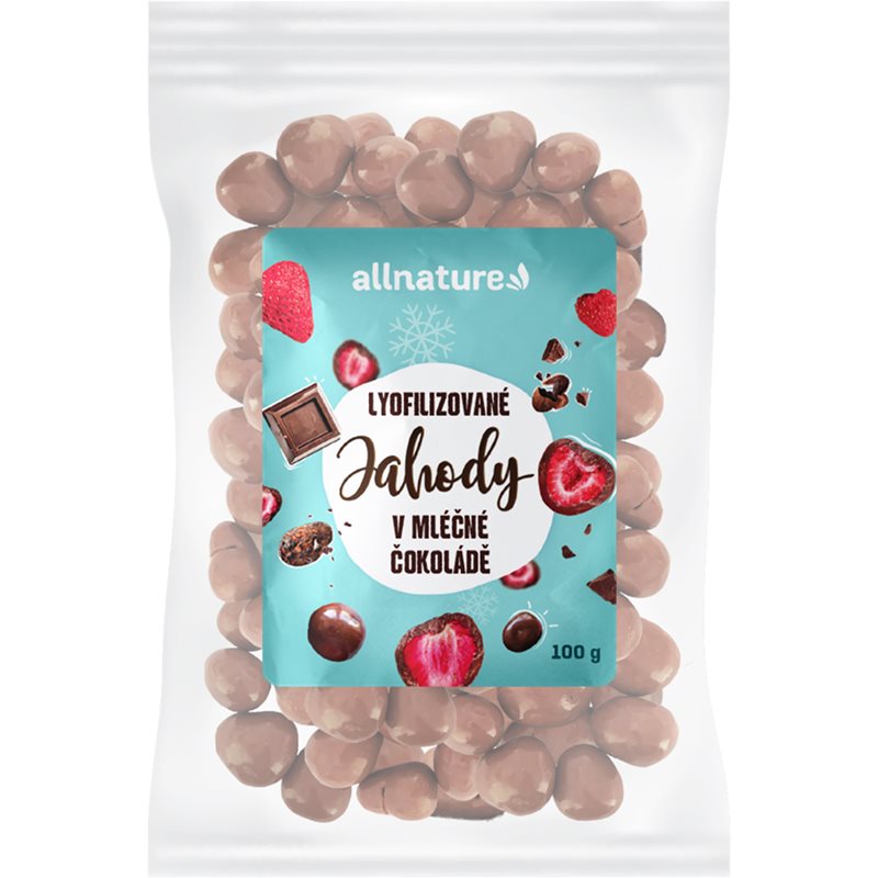 Allnature Lyofilizované jahody v mliečnej čokoláde mrazom sušené ovocie v čokoláde 100 g