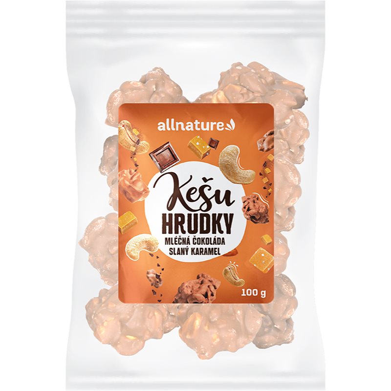 E-shop Allnature Kešu hrudky v mléčné čokoládě se slaným karamelem ořechy v polevě 100 g