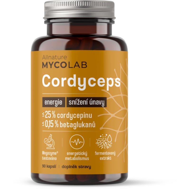 Allnature Mycolab Cordyceps kapsle pro udržení vitality 90 cps