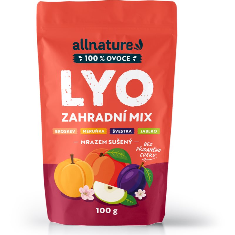 Allnature Lyo Mix zahradní – broskev, meruňka, švestka, jablko mrazem sušené ovoce 100 g