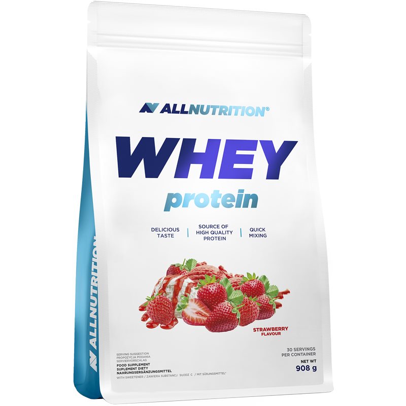 Allnutrition Whey Protein srvátkový proteín príchuť Strawberry 908 g