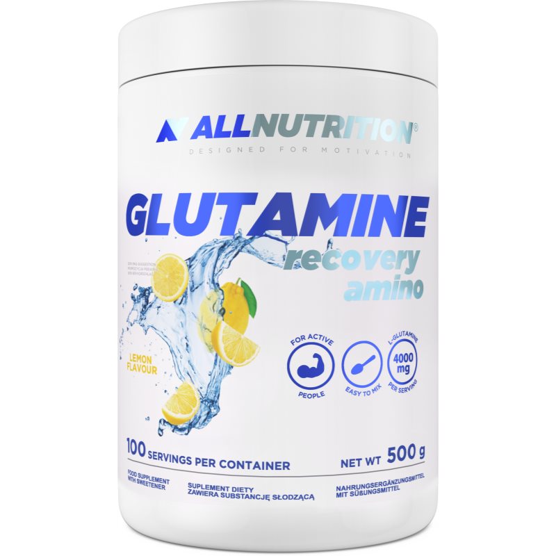 Allnutrition Glutamine Recovery Amino regenerácia a rast svalov príchuť Lemon 500 g