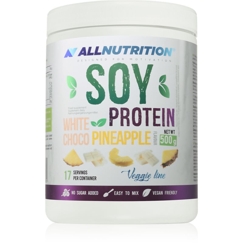 Allnutrition Soy Protein sójový proteínový izolát príchuť White Chocolate Pineapple 500 g