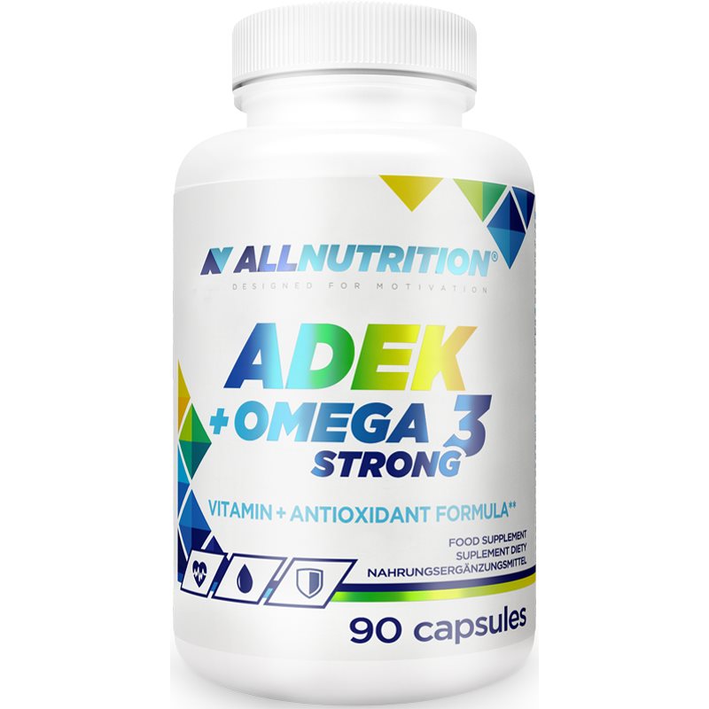 Allnutrition ADEK + Omega 3 Strong kapsuly pre správne fungovanie organizmu a normálny stav zubov 90 cps