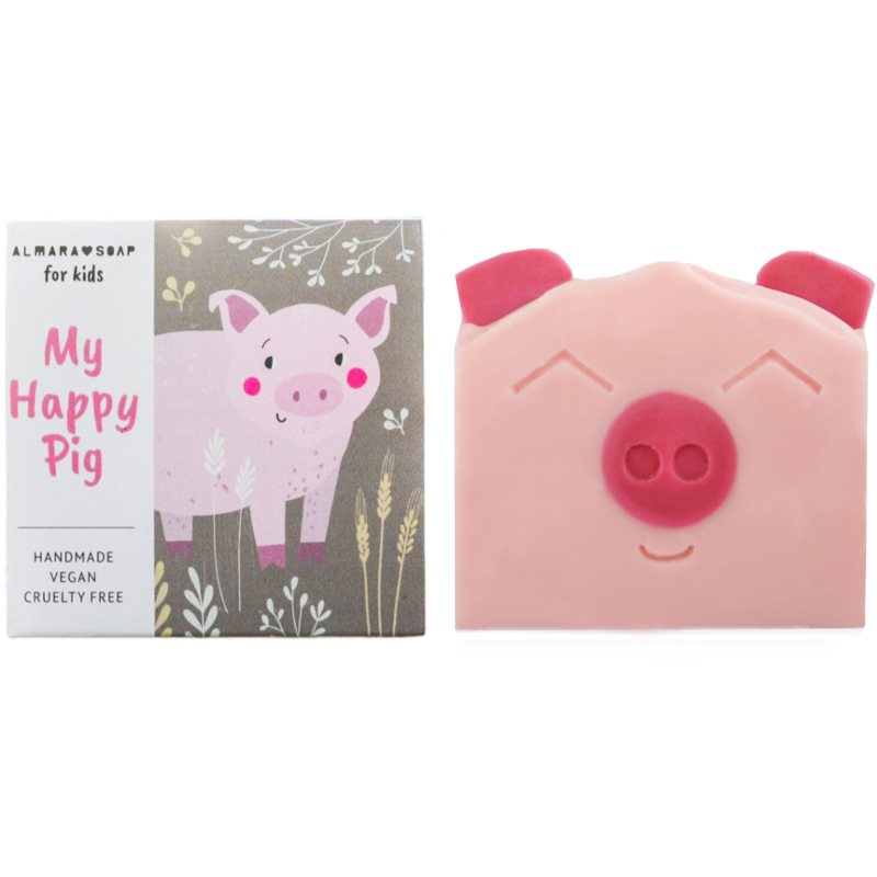 Almara Soap For Kids My Happy Pig ръчно произведен сапун с аромат на круша за деца  100 гр.
