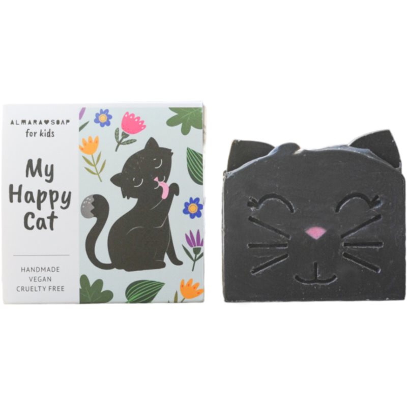 Almara Soap For Kids My Happy Cat ručne vyrobené mydlo s vôňou broskyne pre deti 100 g
