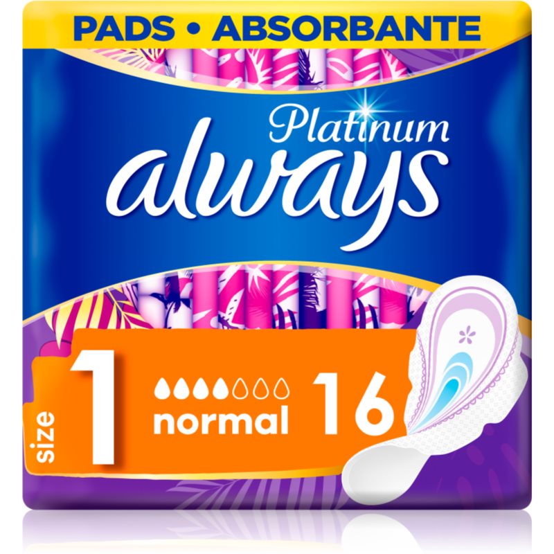 Always Platinum Normal Size 1 Sanitary Towels 16 Pc