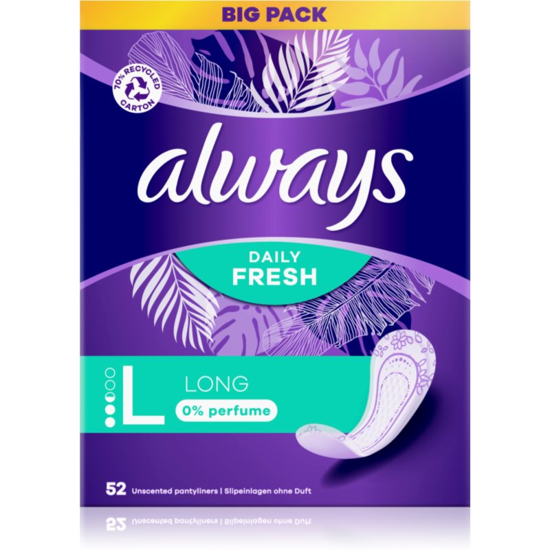 Always Daily Fresh Long slipové vložky bez parfumácie 52 ks