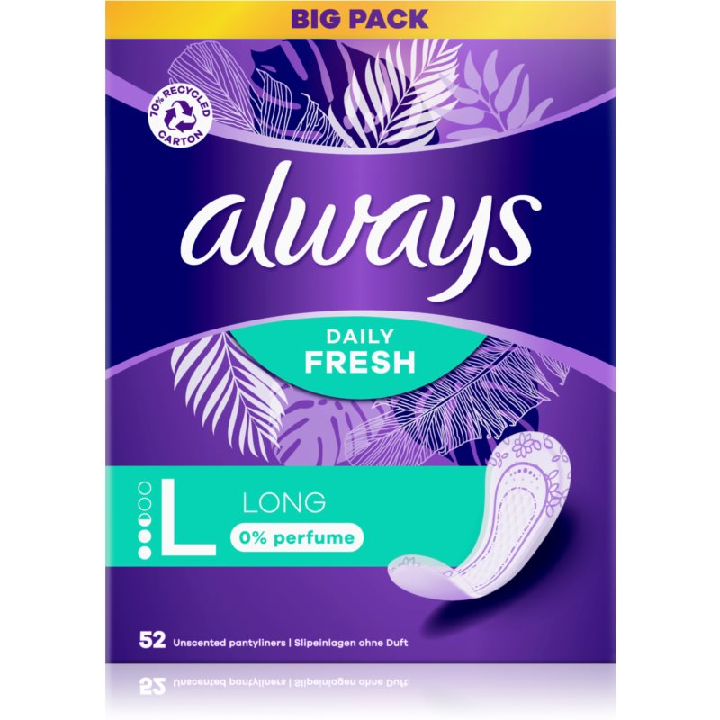 Always Daily Fresh Long щоденні прокладки без ароматизатора 52 кс