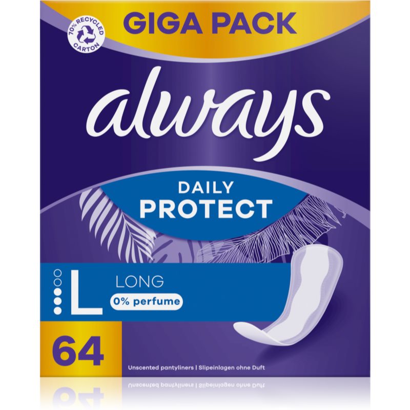 Always Daily Protect Long Panty Liners Fragrance-free 64 Pc