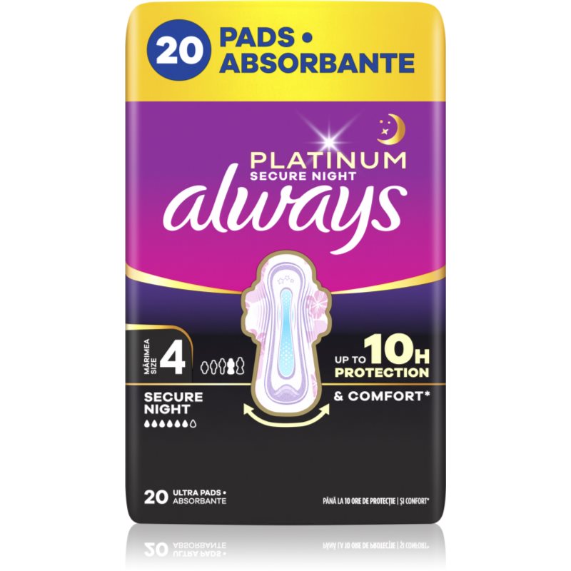 Always Platinum Secure Night Size 4 assorbenti per la notte 20 pz
