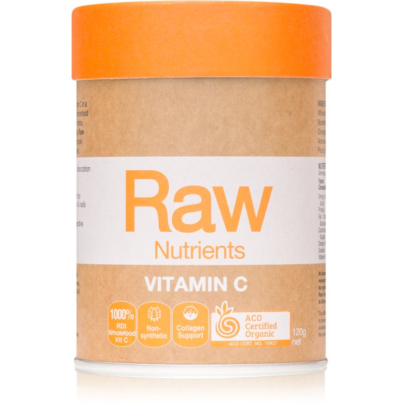 Amazonia Raw Nutrients Vitamin C prášek pro podporu imunitního systému, krásnou pleť, nehty a normální stav zubů 120 g