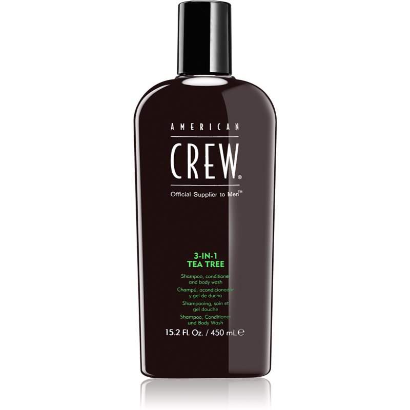 American Crew Hair & Body 3-IN-1 Tea Tree šampūnas, kondicionierius ir dušo želė „trys viename“ vyrams 450 ml
