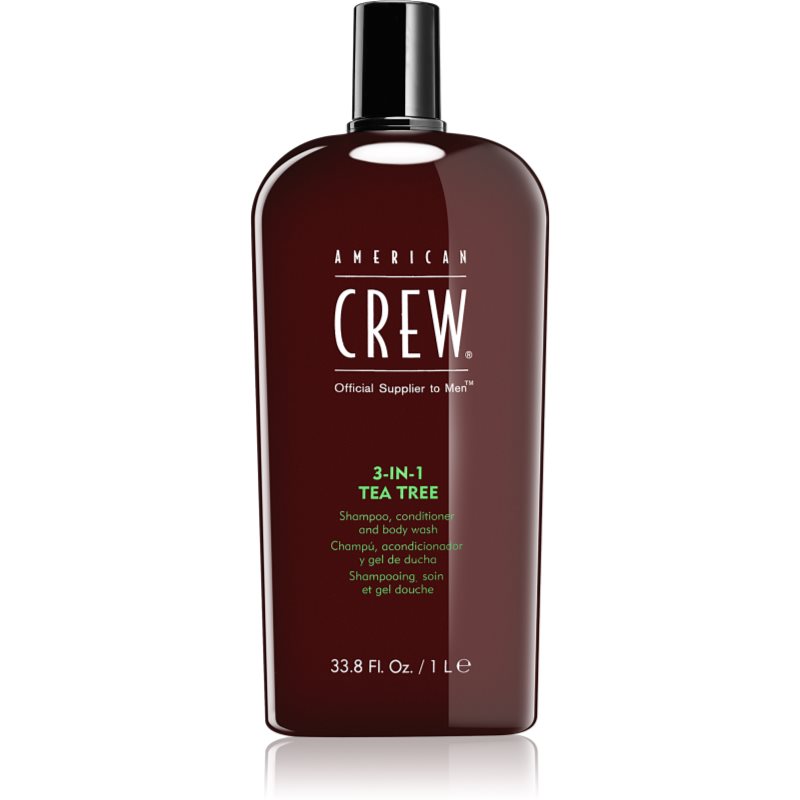 American Crew Hair & Body 3-IN-1 Tea Tree šampūnas, kondicionierius ir dušo želė „trys viename“ vyrams 1000 ml