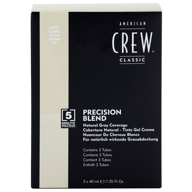 American Crew Classic Precision Blend фарба для волосся для сивого волосся відтінок 7-8 Light 3x40 мл